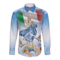 Italy Assumption Of Mary Long Sleeve Button Shirt Blessed Virgin Mary Angel And Dove LT19