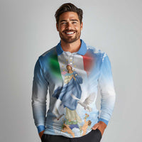 Italy Assumption Of Mary Long Sleeve Polo Shirt Blessed Virgin Mary Angel And Dove LT19