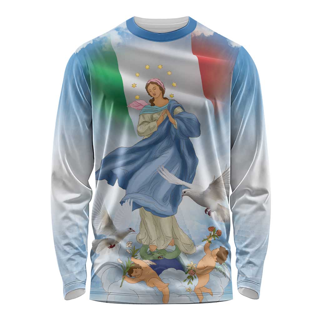 Italy Assumption Of Mary Long Sleeve Shirt Blessed Virgin Mary Angel And Dove LT19