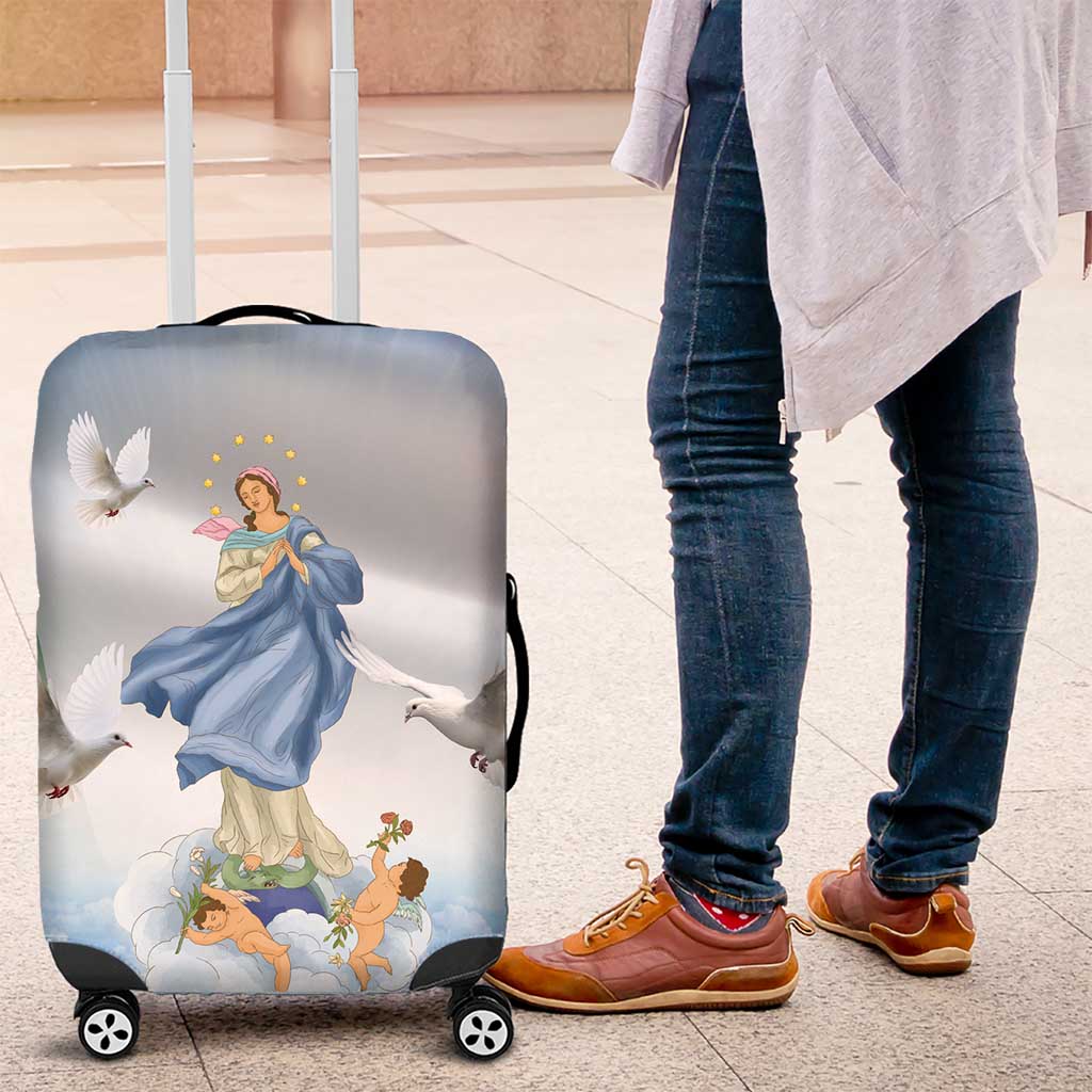 Italy Assumption Of Mary Luggage Cover Blessed Virgin Mary Angel And Dove - Wonder Print Shop