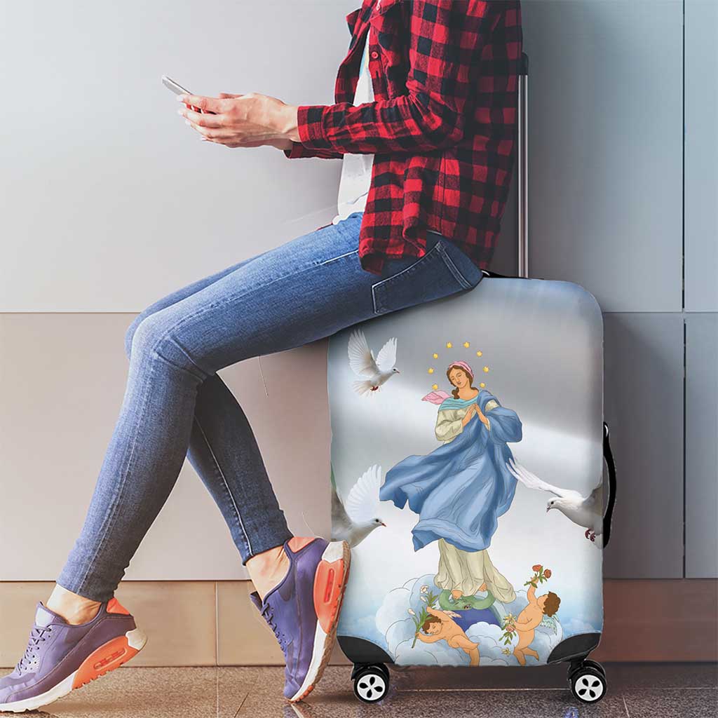 Italy Assumption Of Mary Luggage Cover Blessed Virgin Mary Angel And Dove - Wonder Print Shop