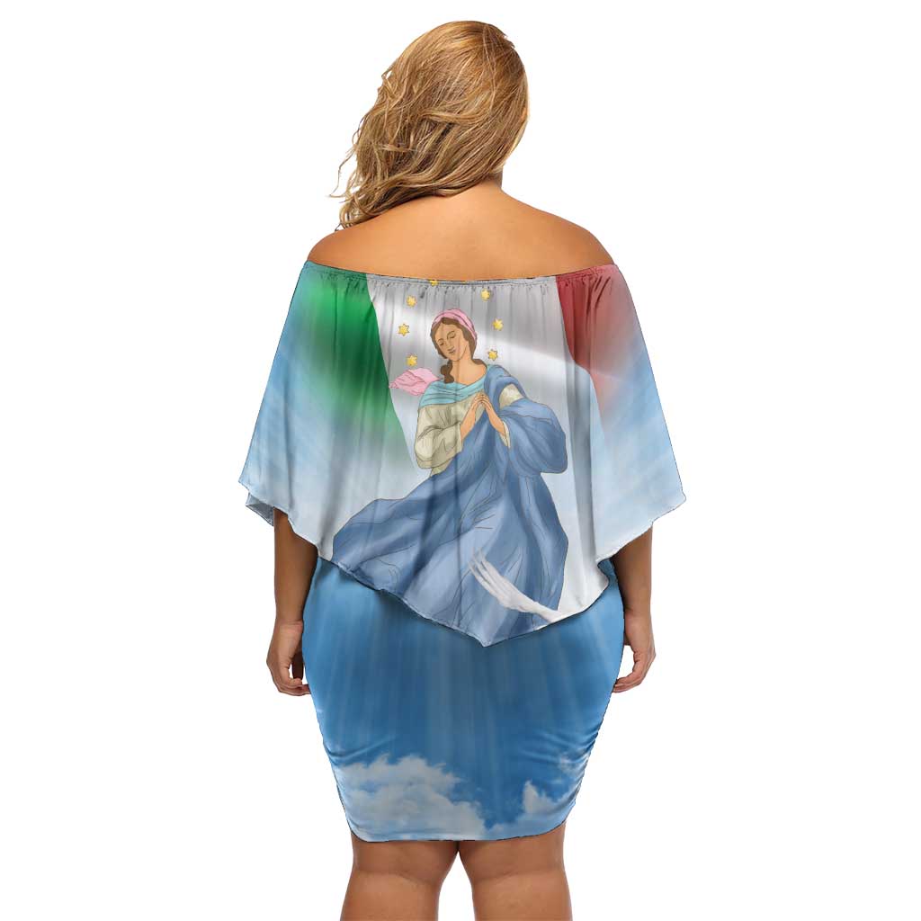 Italy Assumption Of Mary Off Shoulder Short Dress Blessed Virgin Mary Angel And Dove LT19