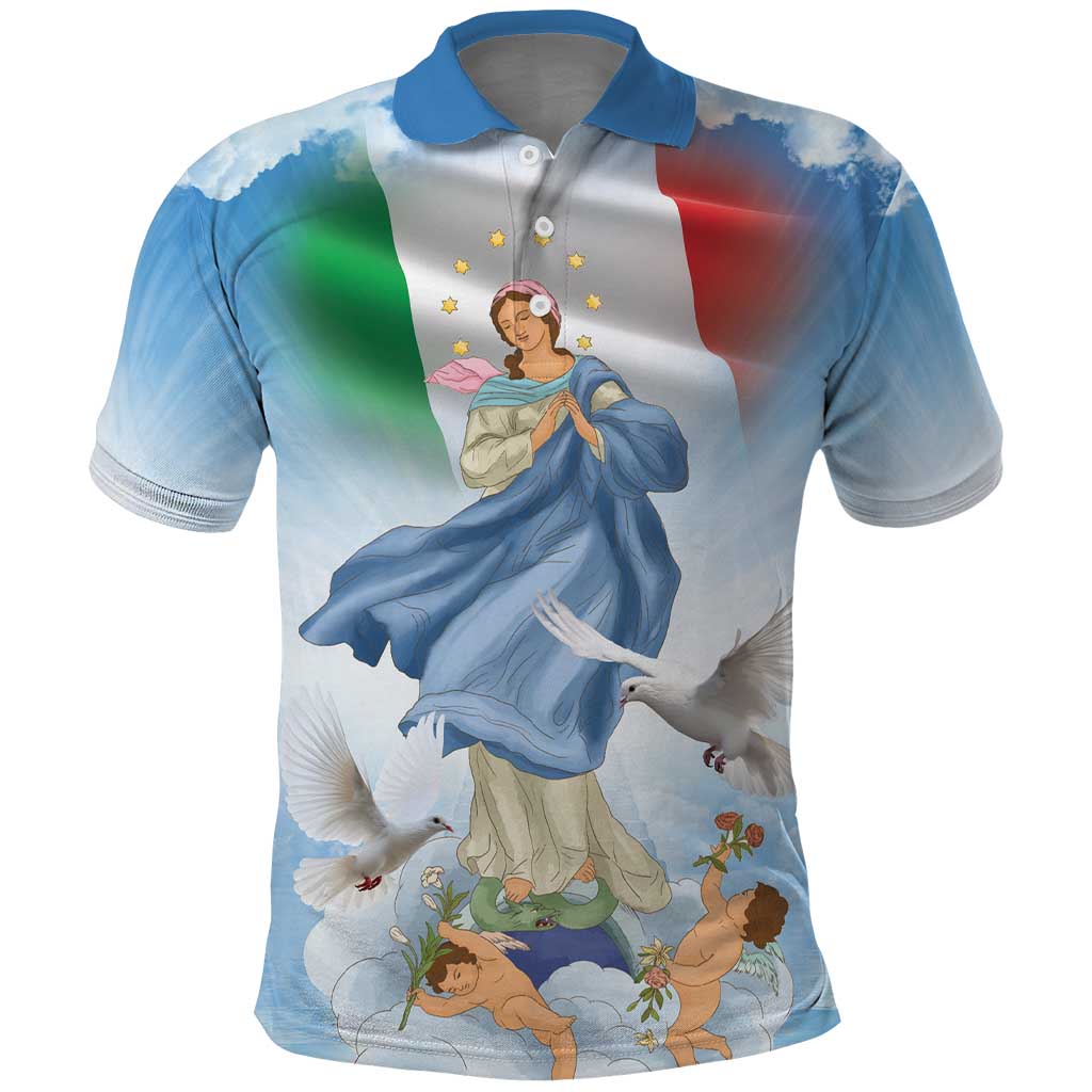 Italy Assumption Of Mary Polo Shirt Blessed Virgin Mary Angel And Dove LT19