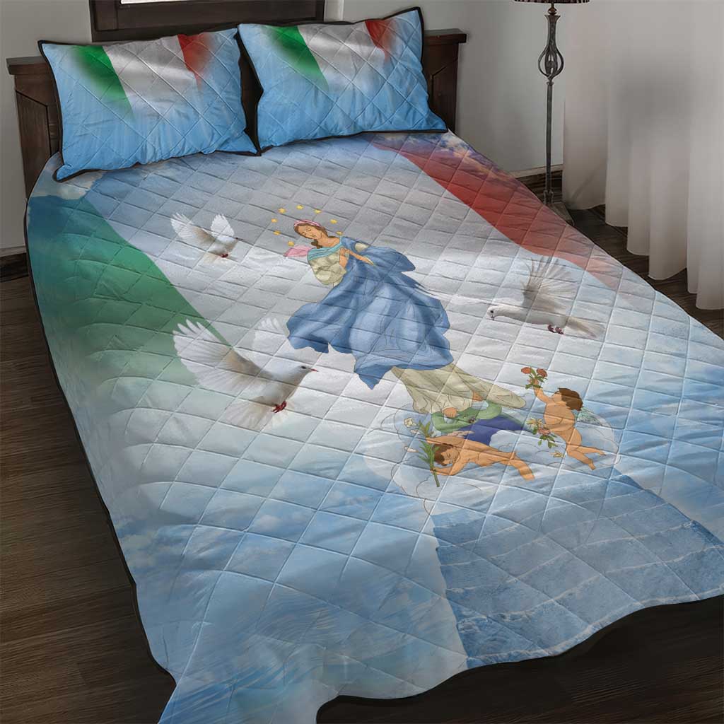 Italy Assumption Of Mary Quilt Bed Set Blessed Virgin Mary Angel And Dove - Wonder Print Shop