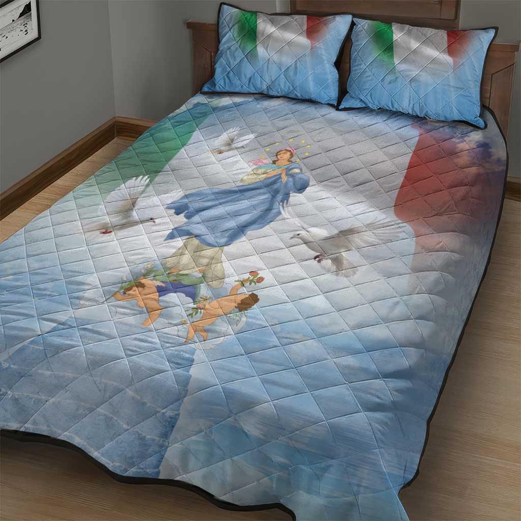 Italy Assumption Of Mary Quilt Bed Set Blessed Virgin Mary Angel And Dove - Wonder Print Shop