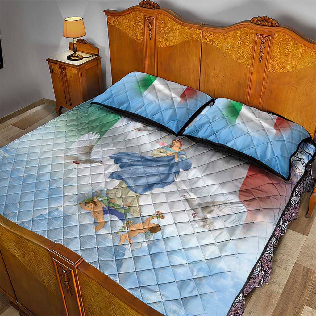 Italy Assumption Of Mary Quilt Bed Set Blessed Virgin Mary Angel And Dove - Wonder Print Shop