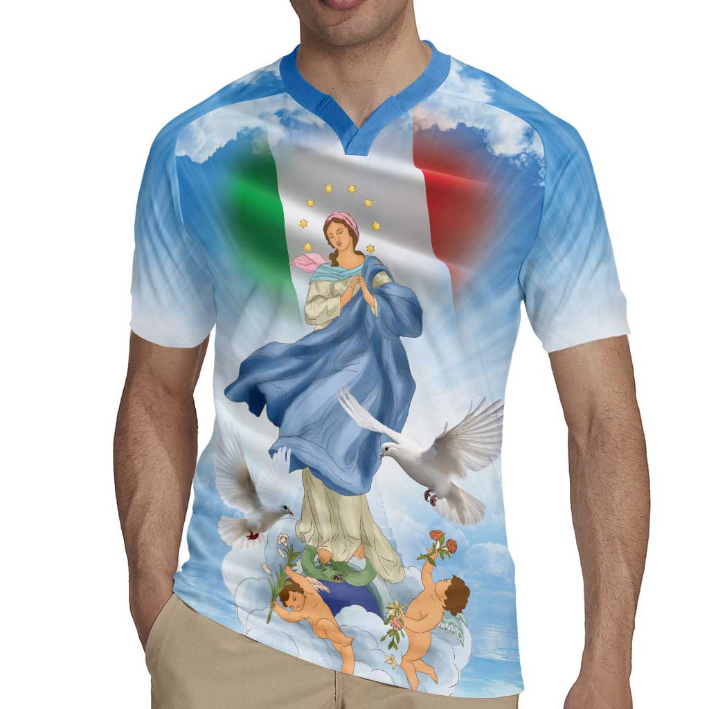 Italy Assumption Of Mary Rugby Jersey Blessed Virgin Mary Angel And Dove LT19