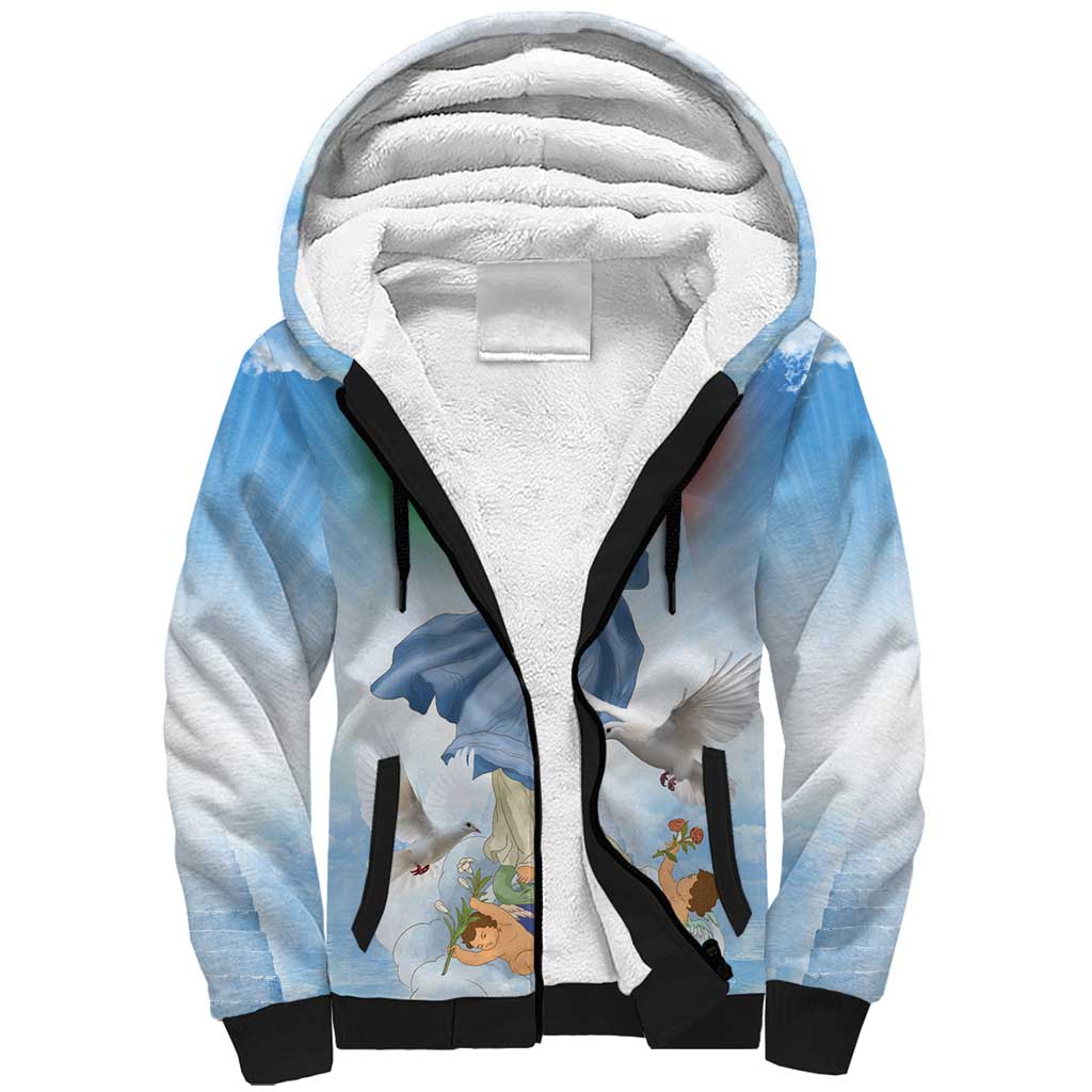 Italy Assumption Of Mary Sherpa Hoodie Blessed Virgin Mary Angel And Dove LT19