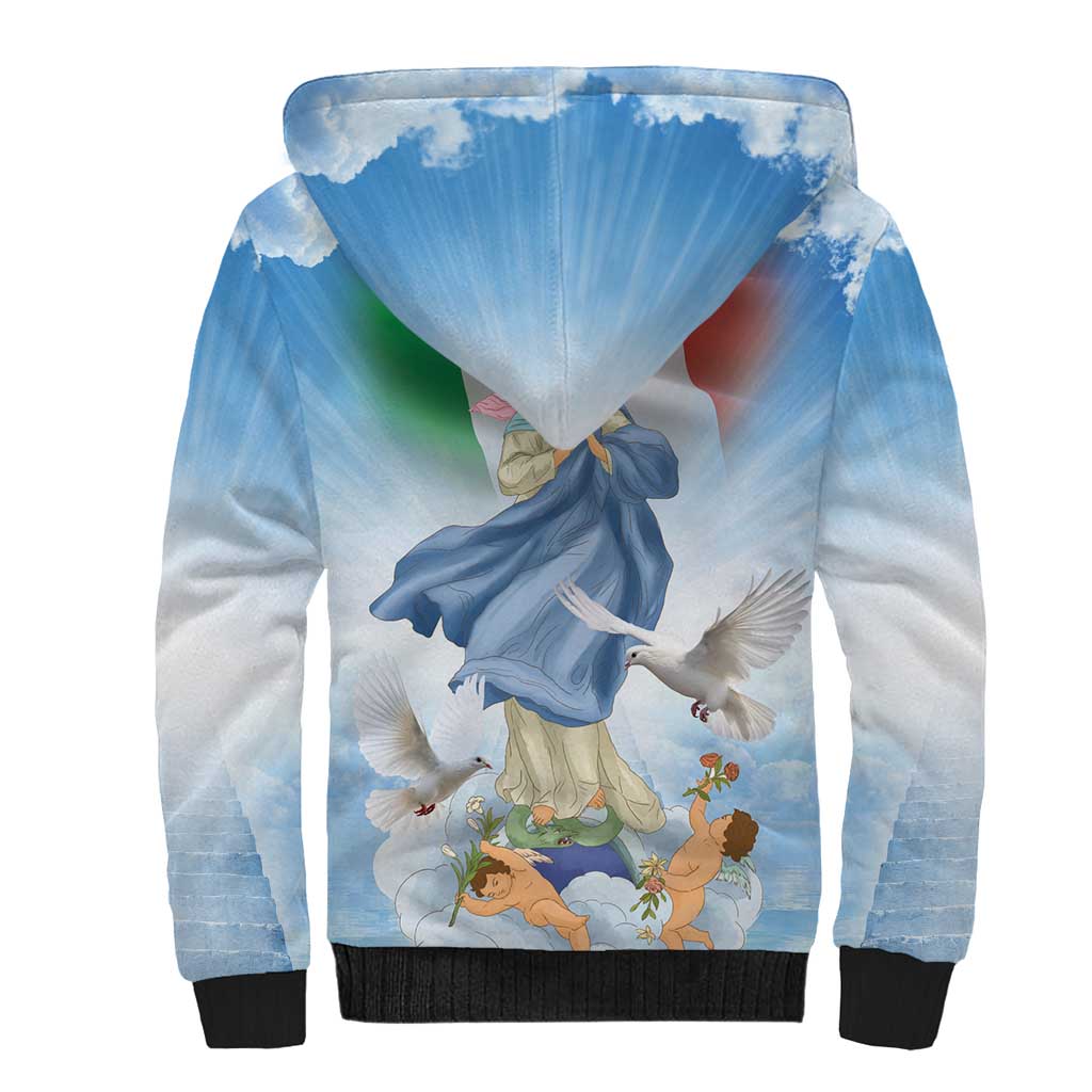 Italy Assumption Of Mary Sherpa Hoodie Blessed Virgin Mary Angel And Dove LT19
