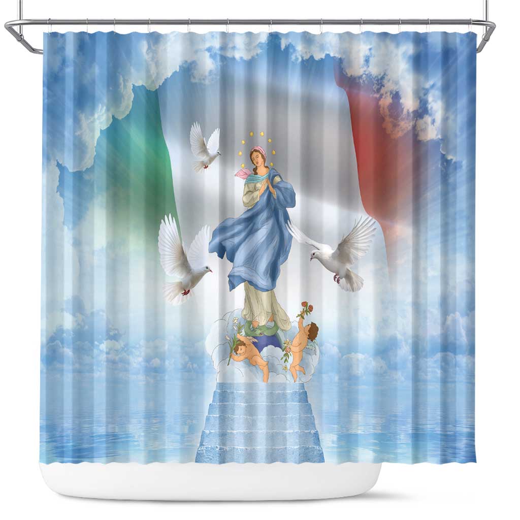 Italy Assumption Of Mary Shower Curtain Blessed Virgin Mary Angel And Dove - Wonder Print Shop