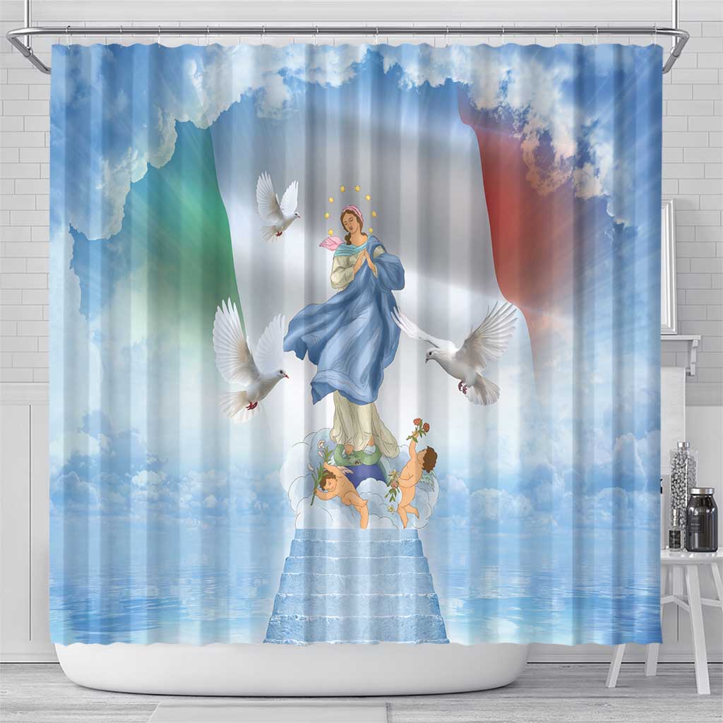 Italy Assumption Of Mary Shower Curtain Blessed Virgin Mary Angel And Dove - Wonder Print Shop
