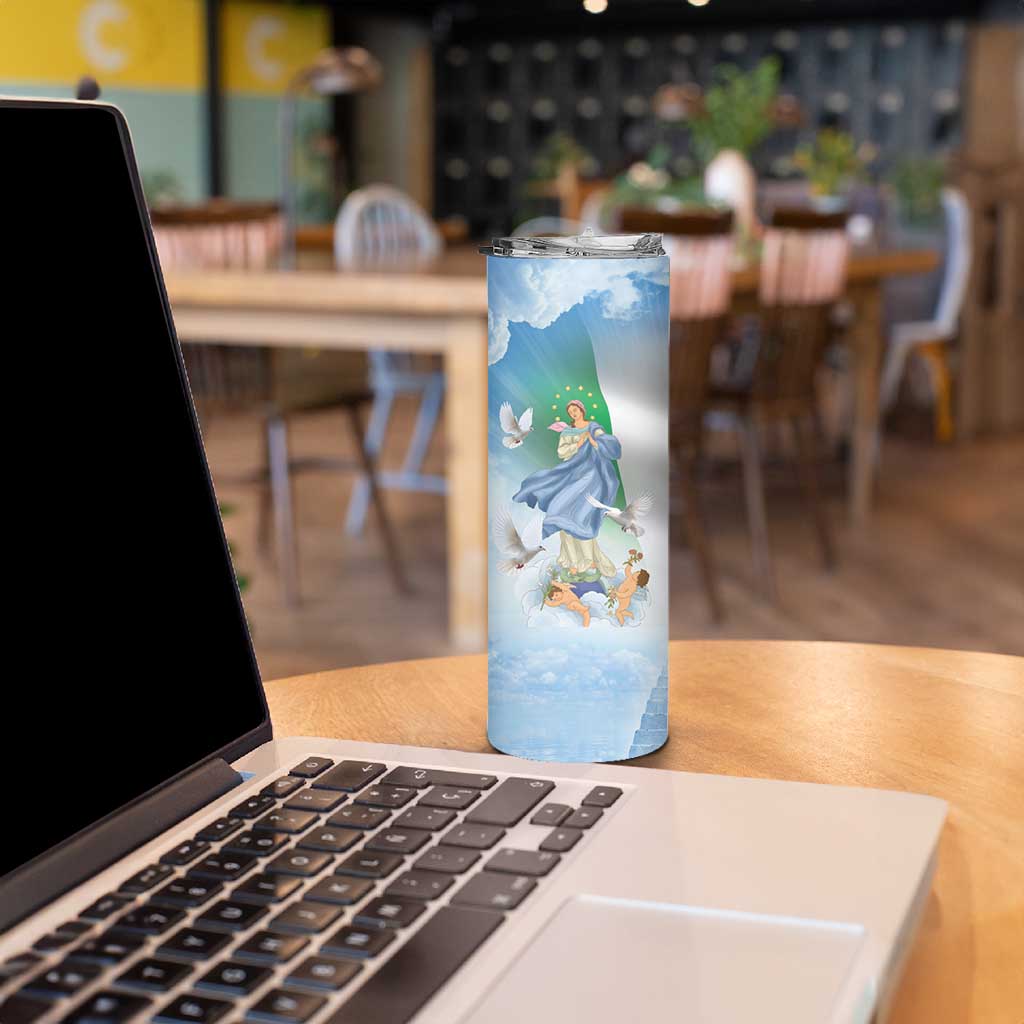 Italy Assumption Of Mary Skinny Tumbler Blessed Virgin Mary Angel And Dove - Wonder Print Shop