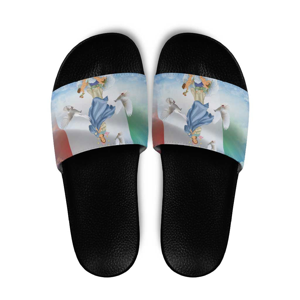 Italy Assumption Of Mary Slide Sandals Blessed Virgin Mary Angel And Dove - Wonder Print Shop