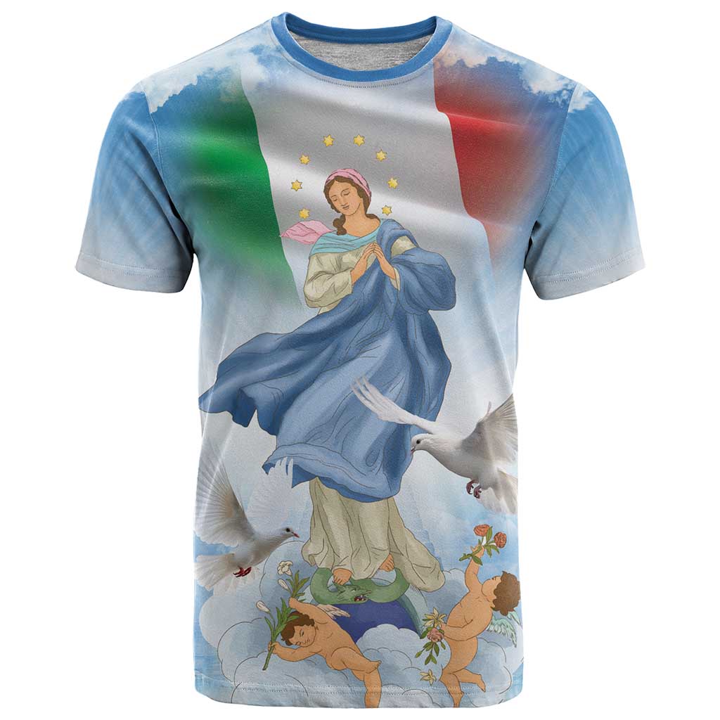 Italy Assumption Of Mary T Shirt Blessed Virgin Mary Angel And Dove LT19