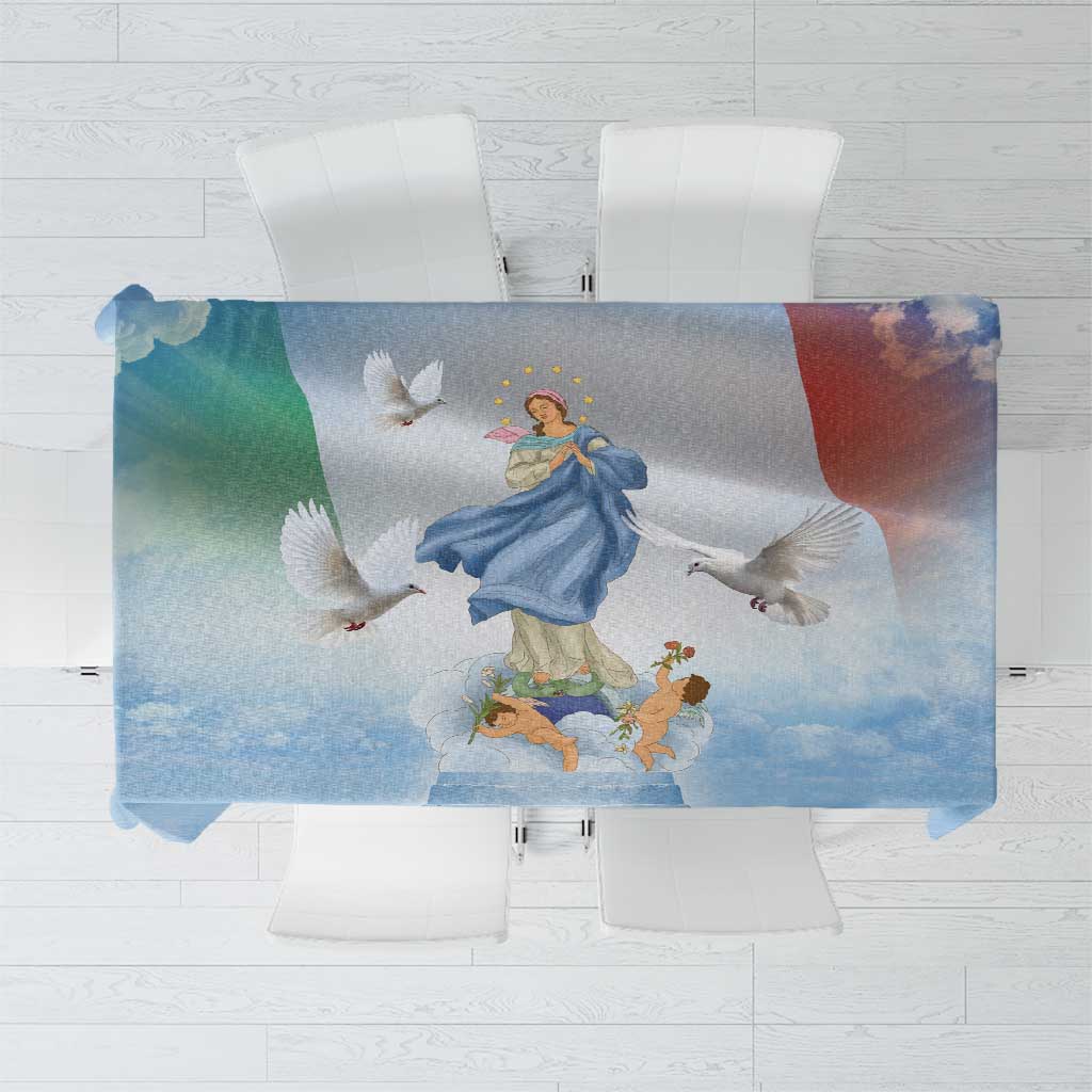 Italy Assumption Of Mary Tablecloth Blessed Virgin Mary Angel And Dove - Wonder Print Shop