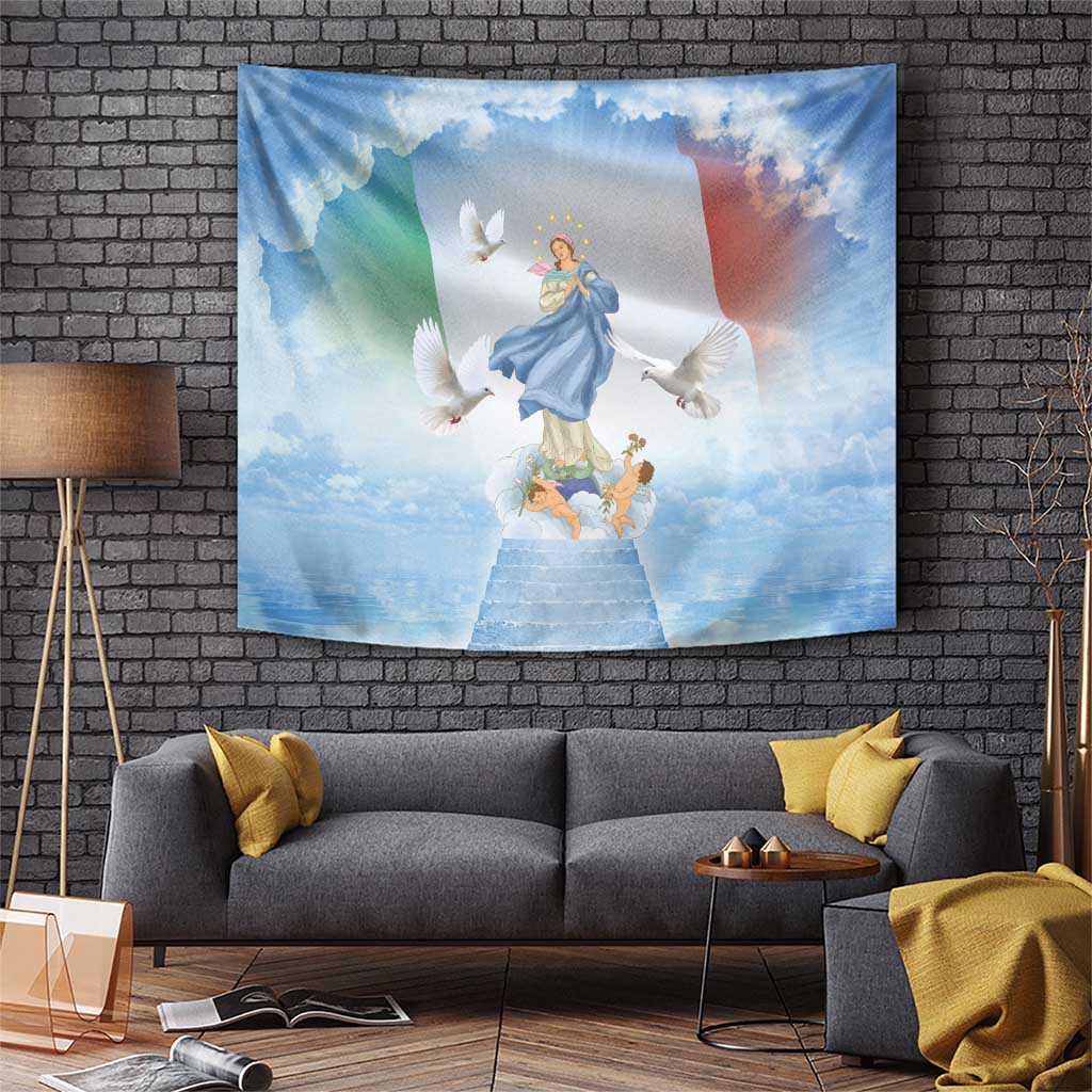 Italy Assumption Of Mary Tapestry Blessed Virgin Mary Angel And Dove - Wonder Print Shop