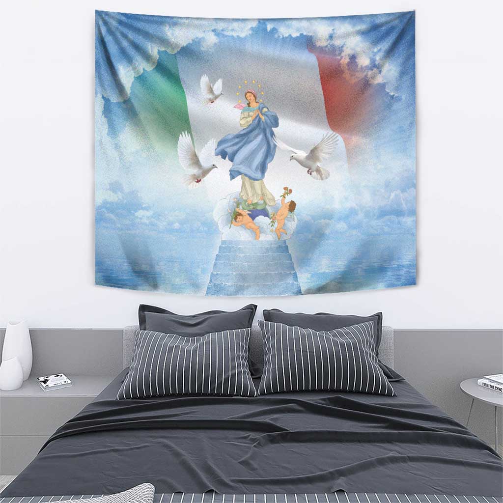 Italy Assumption Of Mary Tapestry Blessed Virgin Mary Angel And Dove - Wonder Print Shop