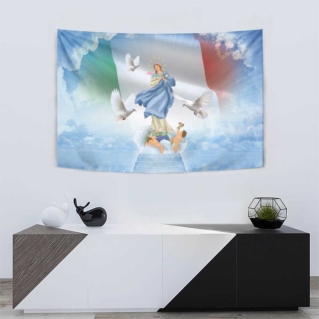 Italy Assumption Of Mary Tapestry Blessed Virgin Mary Angel And Dove - Wonder Print Shop