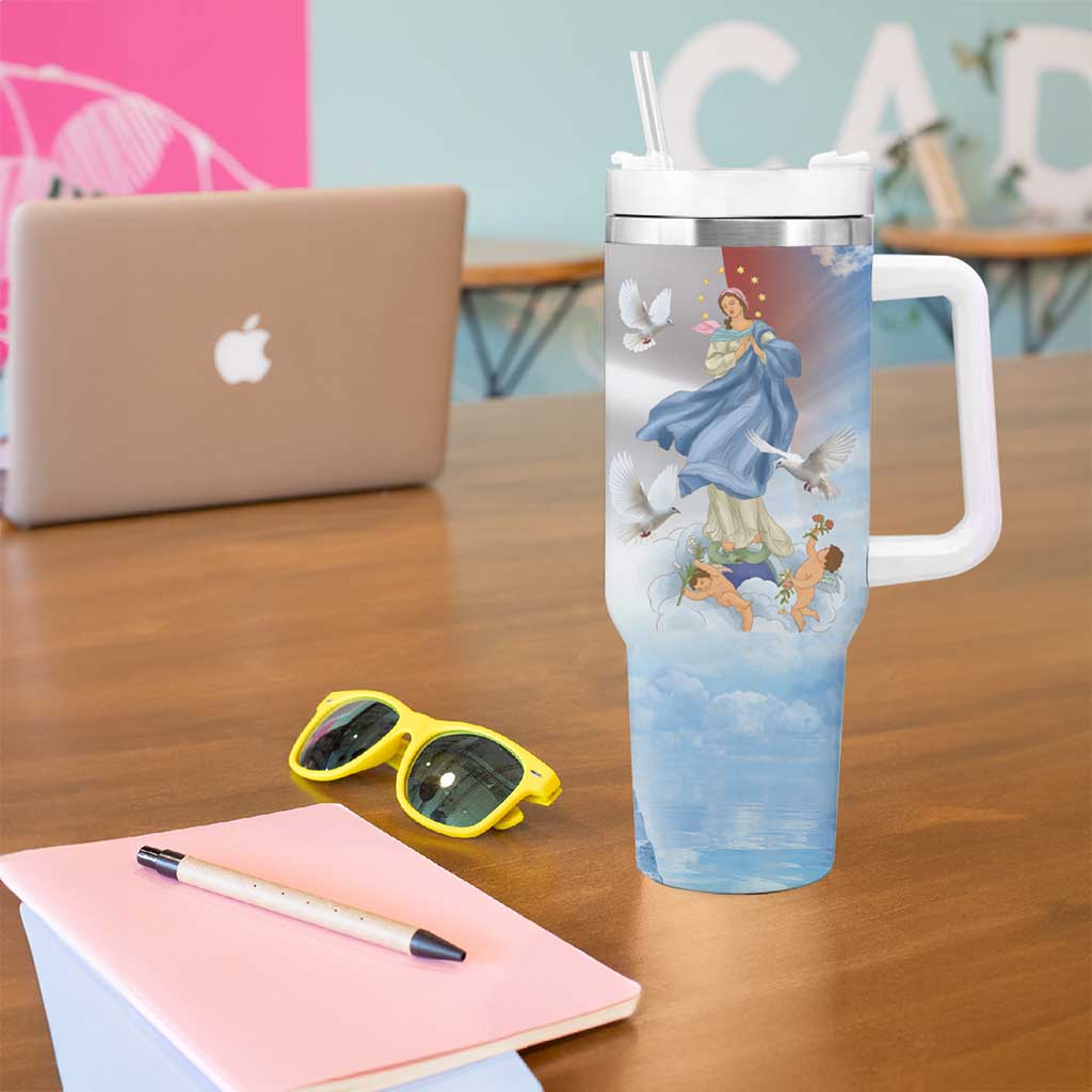 Italy Assumption Of Mary Tumbler With Handle Blessed Virgin Mary Angel And Dove - Wonder Print Shop