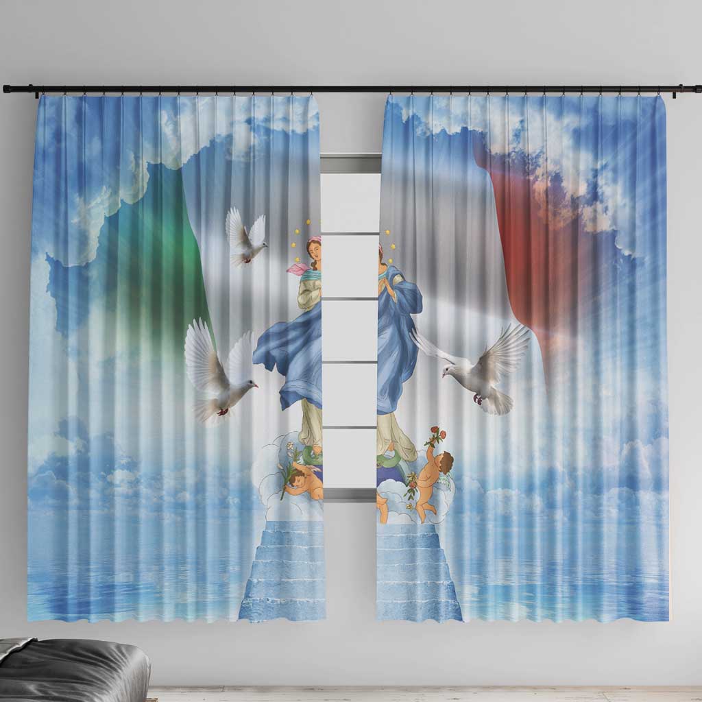 Italy Assumption Of Mary Window Curtain Blessed Virgin Mary Angel And Dove - Wonder Print Shop