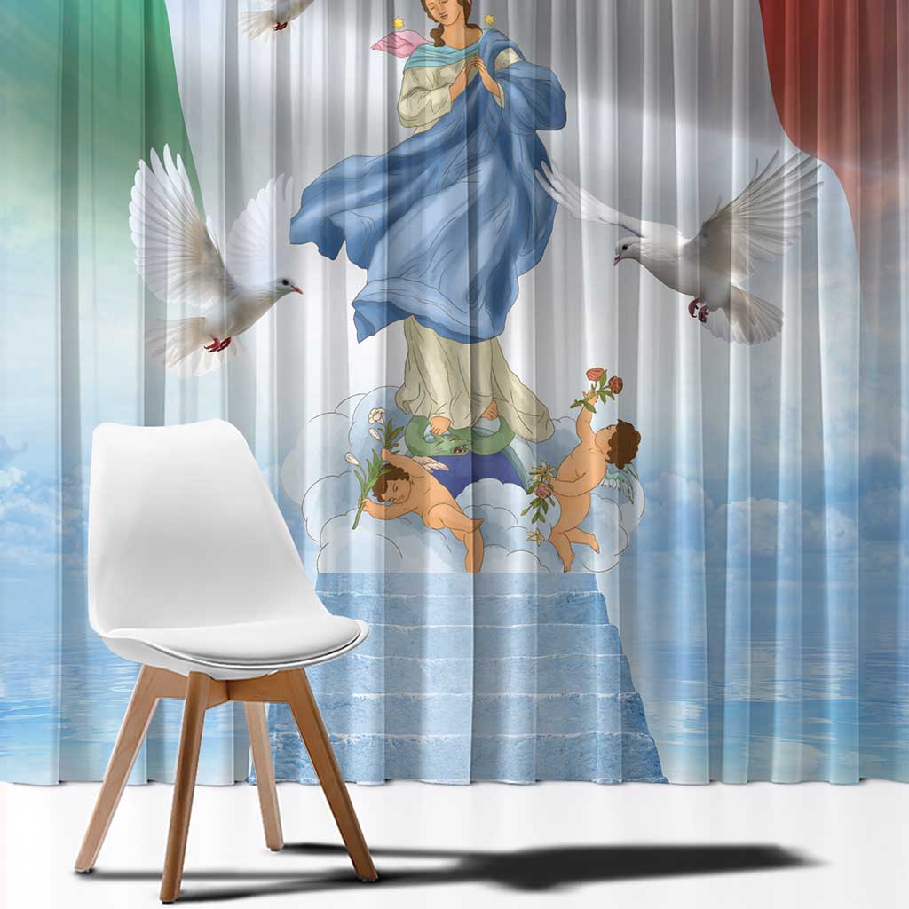 Italy Assumption Of Mary Window Curtain Blessed Virgin Mary Angel And Dove - Wonder Print Shop