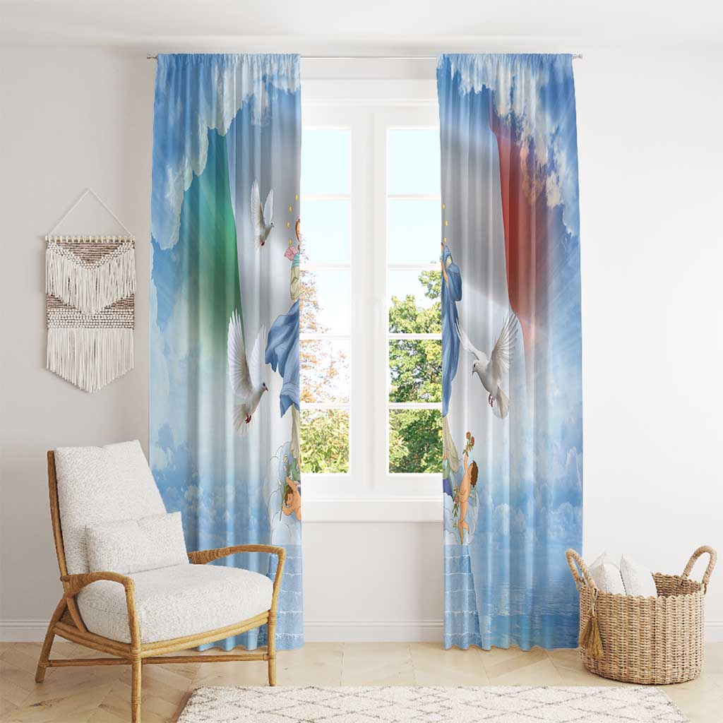 Italy Assumption Of Mary Window Curtain Blessed Virgin Mary Angel And Dove - Wonder Print Shop