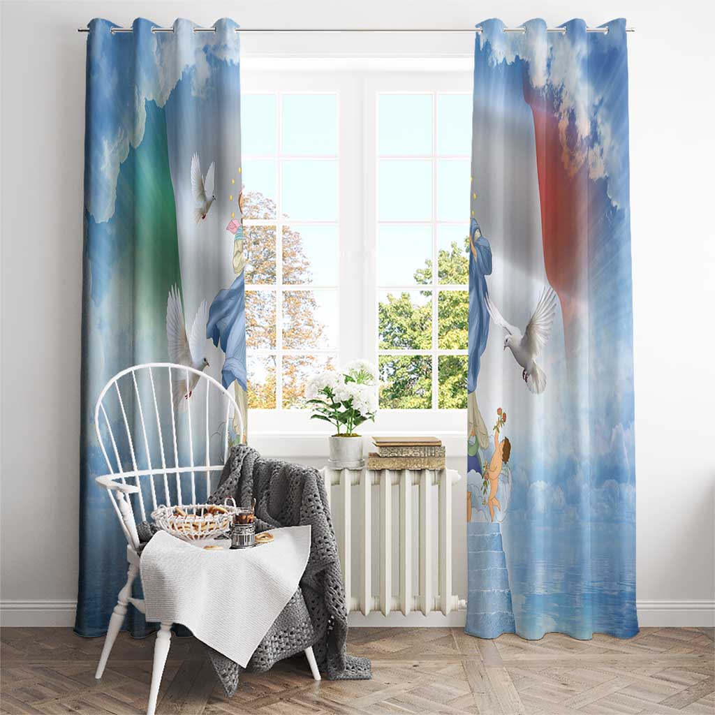 Italy Assumption Of Mary Window Curtain Blessed Virgin Mary Angel And Dove - Wonder Print Shop