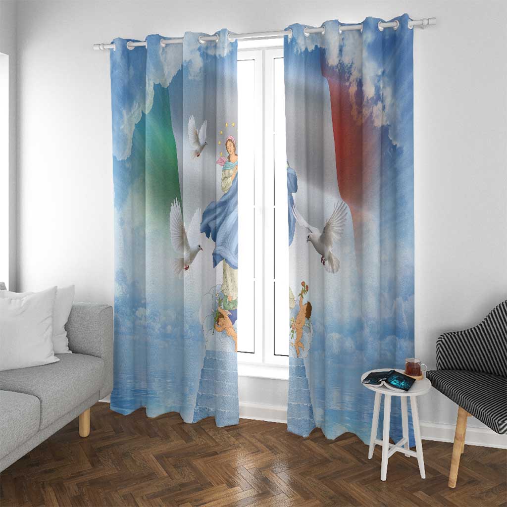 Italy Assumption Of Mary Window Curtain Blessed Virgin Mary Angel And Dove - Wonder Print Shop