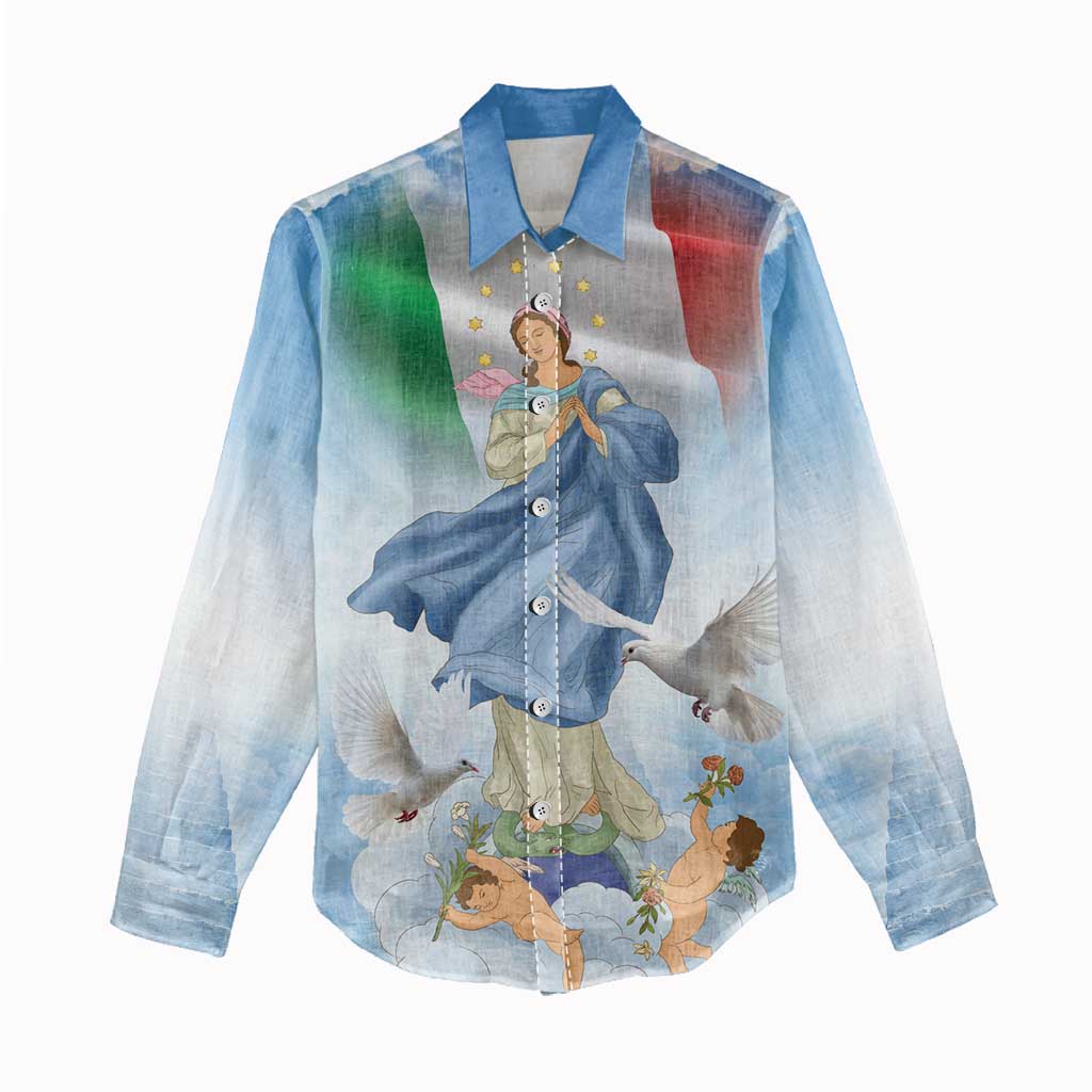 Italy Assumption Of Mary Women Casual Shirt Blessed Virgin Mary Angel And Dove LT19