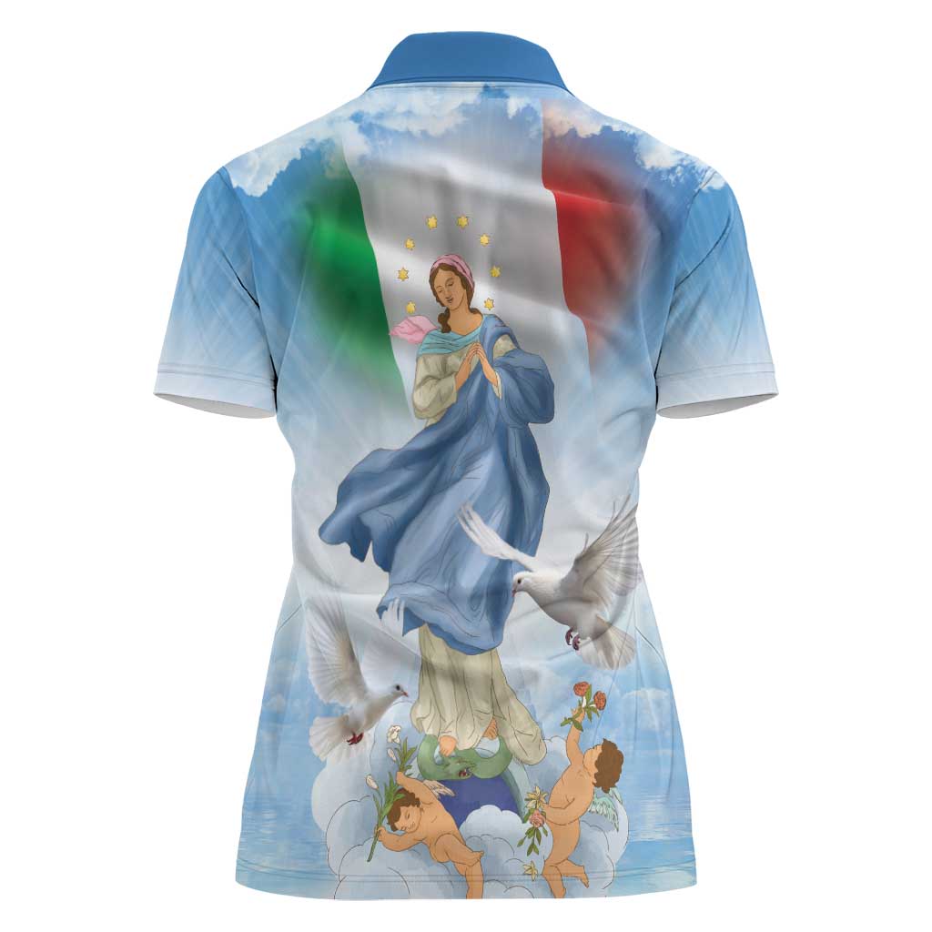 Italy Assumption Of Mary Women Polo Shirt Blessed Virgin Mary Angel And Dove LT19