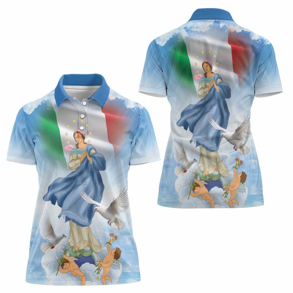 Italy Assumption Of Mary Women Polo Shirt Blessed Virgin Mary Angel And Dove LT19
