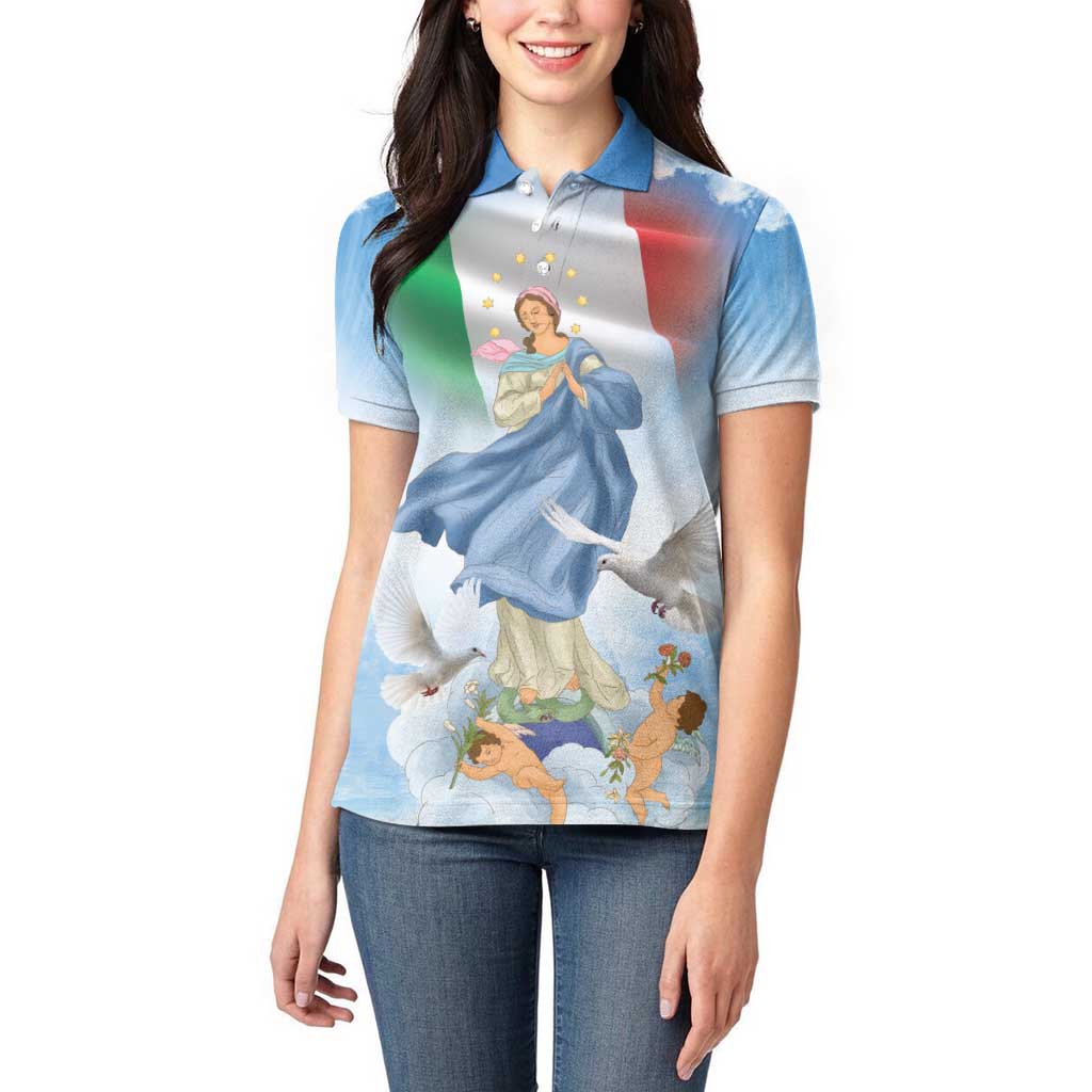 Italy Assumption Of Mary Women Polo Shirt Blessed Virgin Mary Angel And Dove LT19