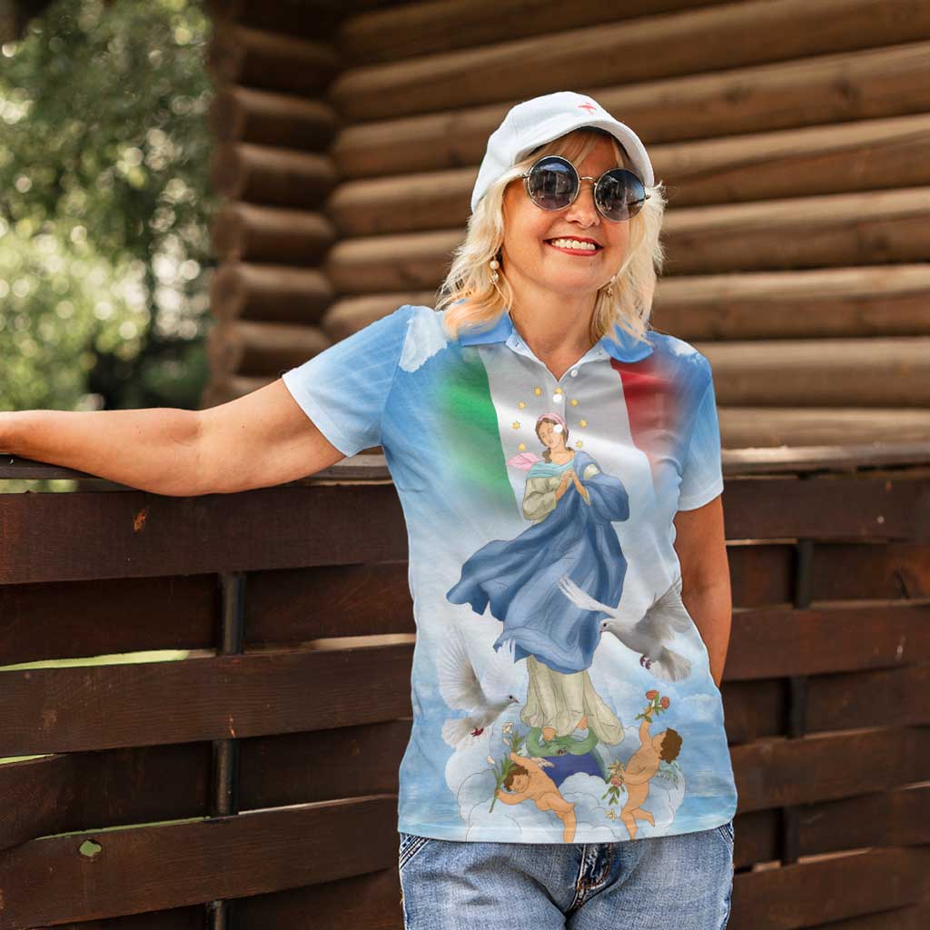 Italy Assumption Of Mary Women Polo Shirt Blessed Virgin Mary Angel And Dove LT19