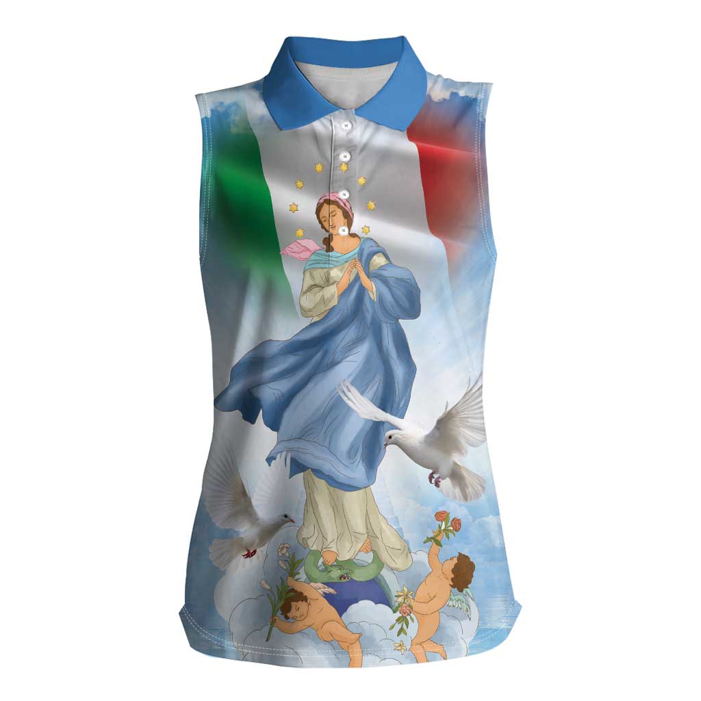 Italy Assumption Of Mary Women Sleeveless Polo Shirt Blessed Virgin Mary Angel And Dove LT19
