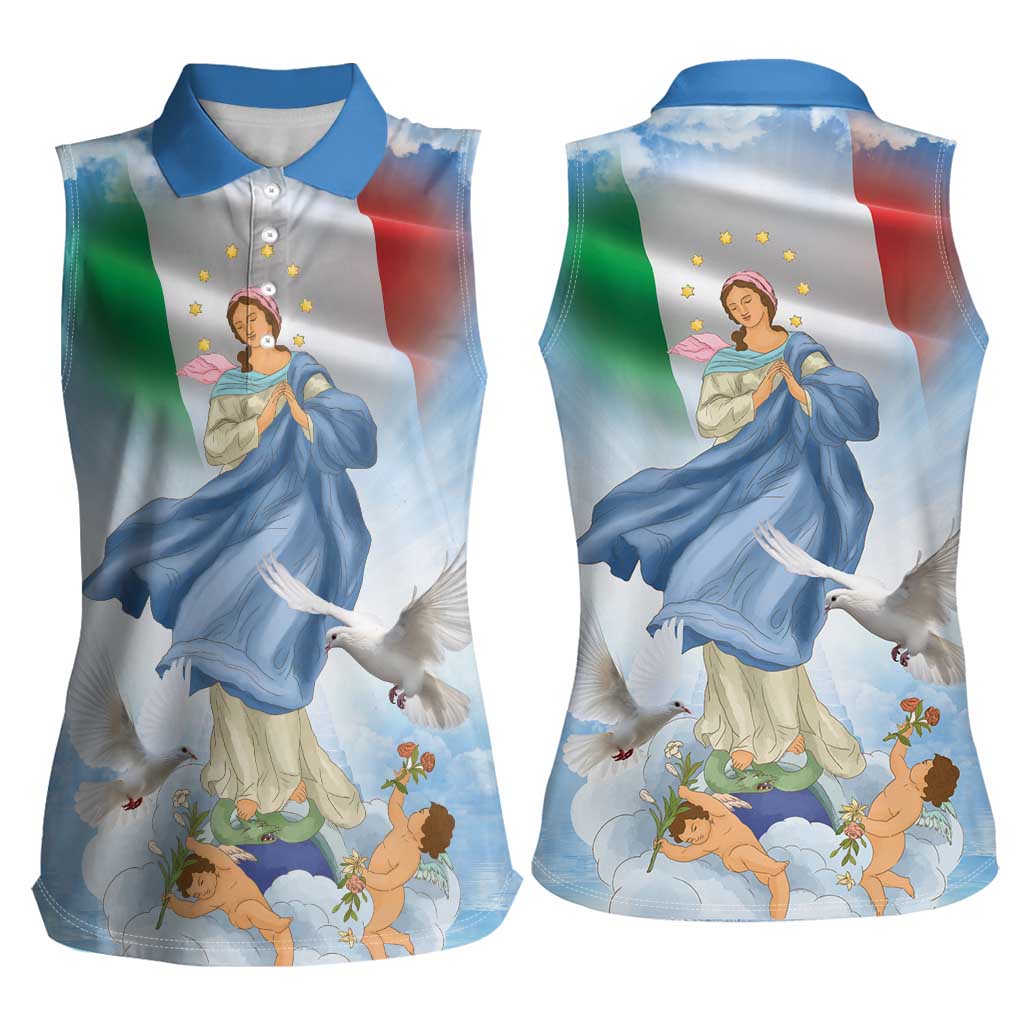 Italy Assumption Of Mary Women Sleeveless Polo Shirt Blessed Virgin Mary Angel And Dove LT19