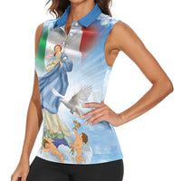 Italy Assumption Of Mary Women Sleeveless Polo Shirt Blessed Virgin Mary Angel And Dove LT19