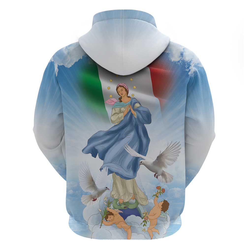 Italy Assumption Of Mary Zip Hoodie Blessed Virgin Mary Angel And Dove LT19