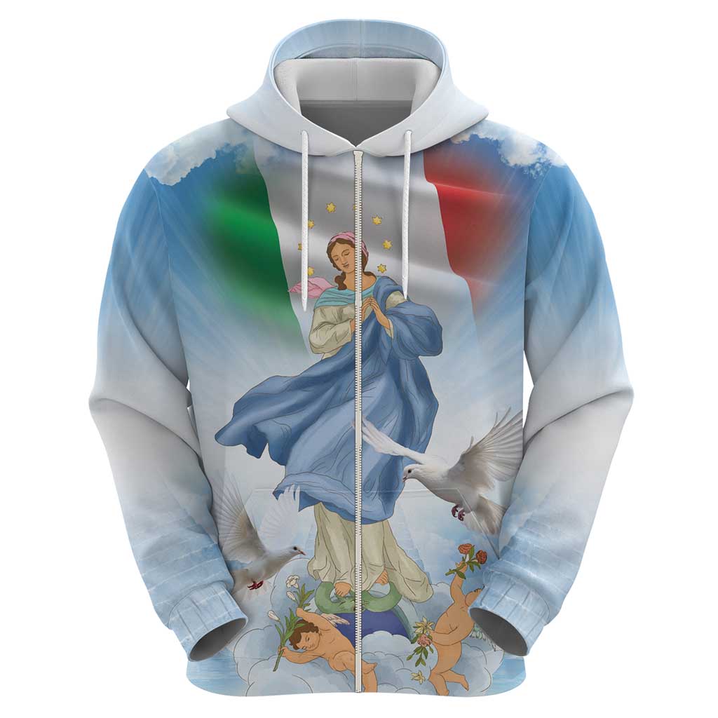 Italy Assumption Of Mary Zip Hoodie Blessed Virgin Mary Angel And Dove LT19
