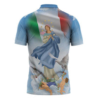 Italy Assumption Of Mary Zipper Polo Shirt Blessed Virgin Mary Angel And Dove - Wonder Print Shop