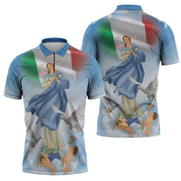 Italy Assumption Of Mary Zipper Polo Shirt Blessed Virgin Mary Angel And Dove - Wonder Print Shop