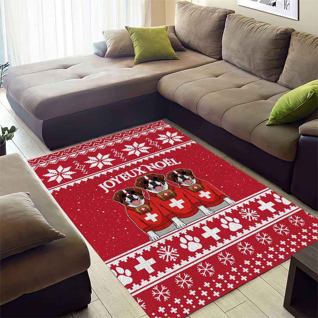 Saint Bernard Dog Switzerland Christmas Area Rug - Wonder Print Shop