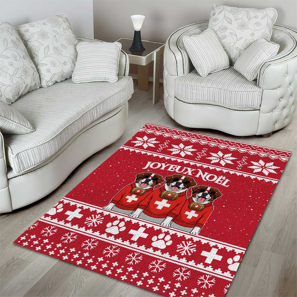 Saint Bernard Dog Switzerland Christmas Area Rug - Wonder Print Shop
