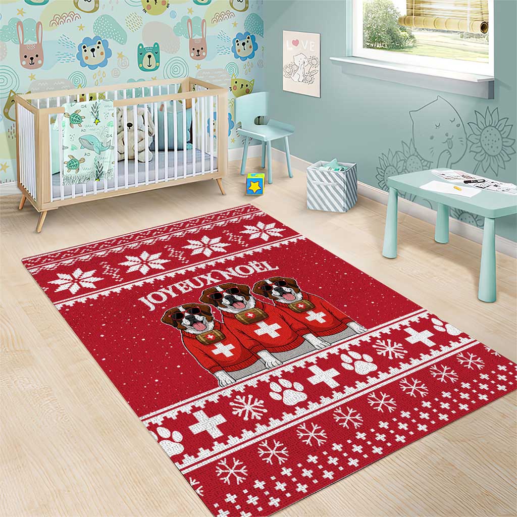 Saint Bernard Dog Switzerland Christmas Area Rug - Wonder Print Shop