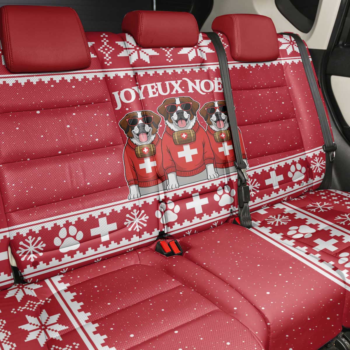 Saint Bernard Dog Switzerland Christmas Back Car Seat Cover - Wonder Print Shop