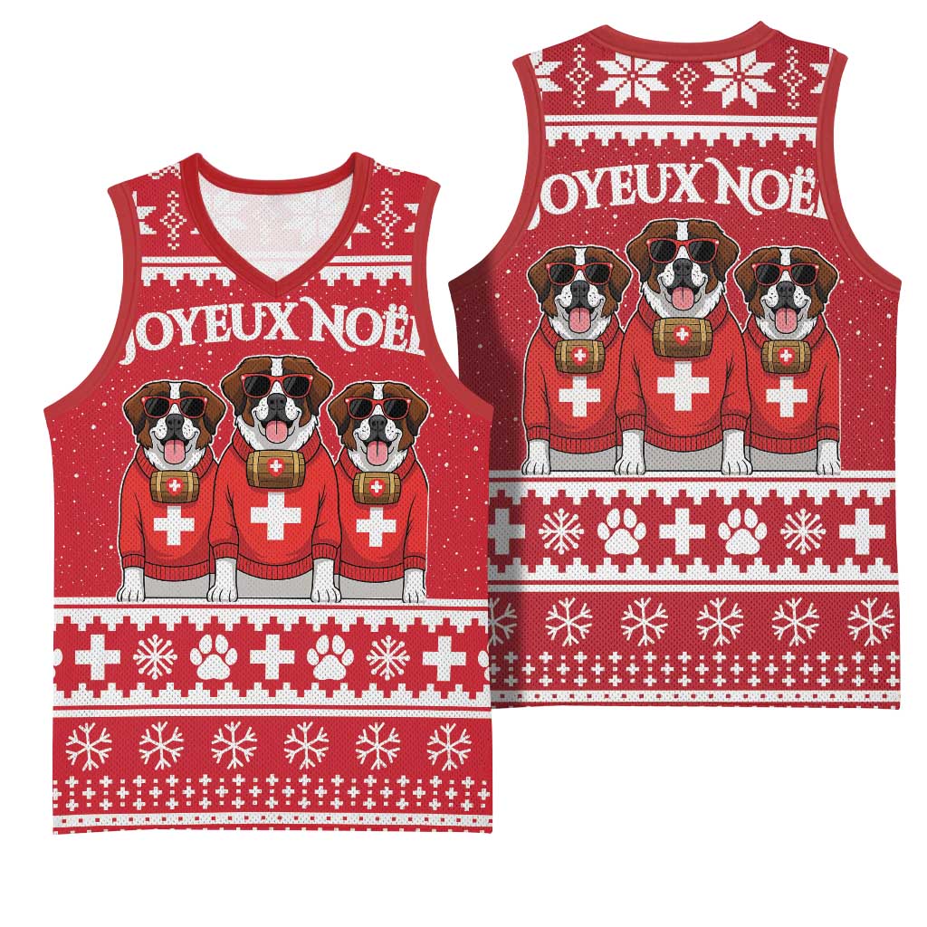 Saint Bernard Dog Switzerland Christmas Basketball Jersey - Wonder Print Shop
