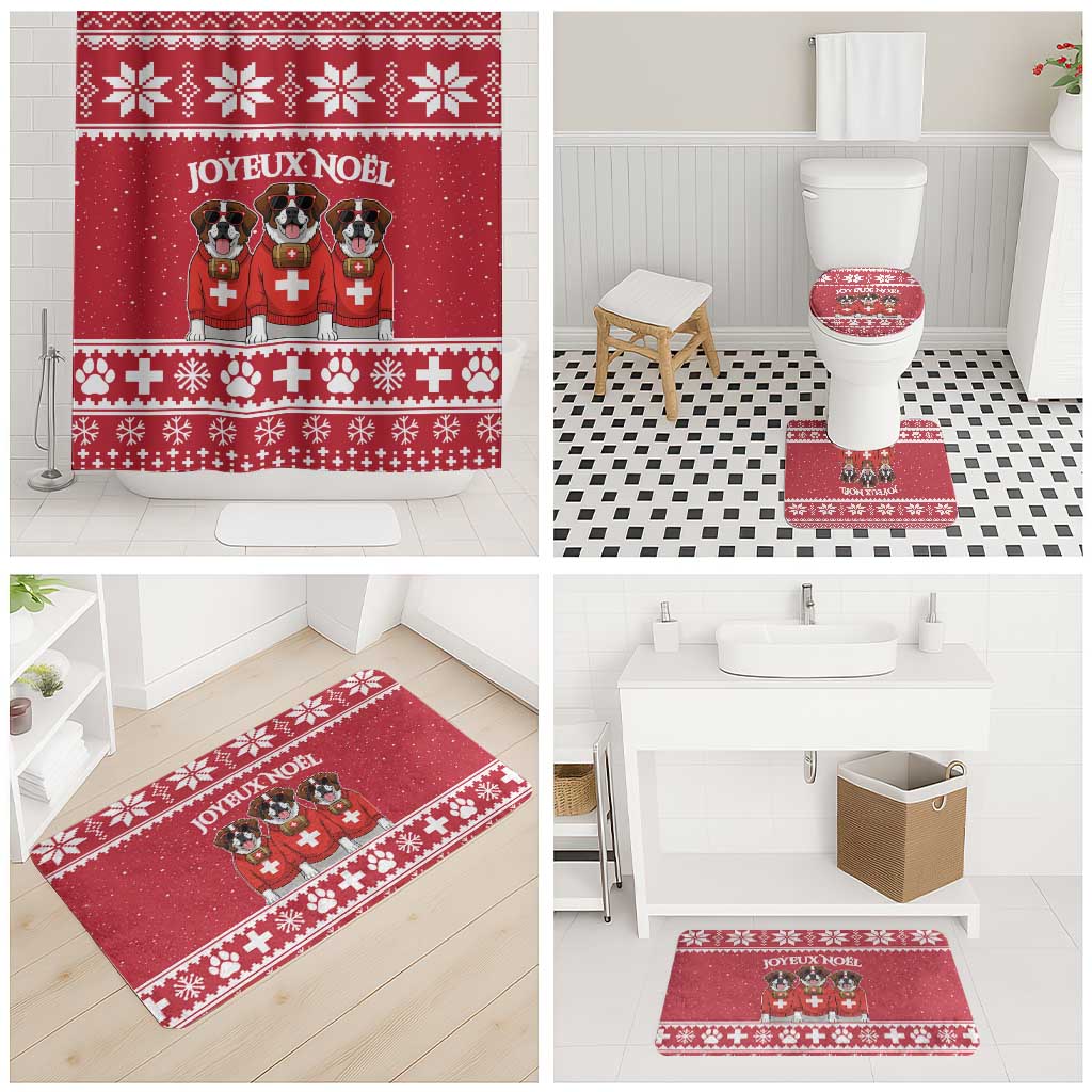 Saint Bernard Dog Switzerland Christmas Bathroom Set - Wonder Print Shop