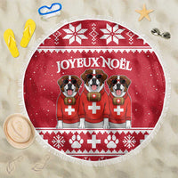 Saint Bernard Dog Switzerland Christmas Beach Blanket - Wonder Print Shop