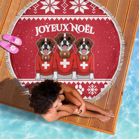 Saint Bernard Dog Switzerland Christmas Beach Blanket - Wonder Print Shop