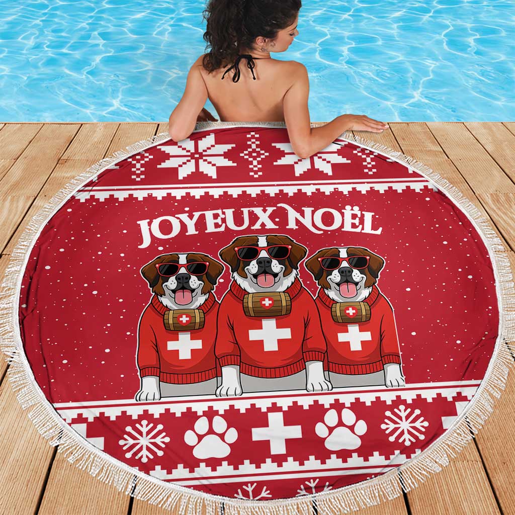 Saint Bernard Dog Switzerland Christmas Beach Blanket - Wonder Print Shop