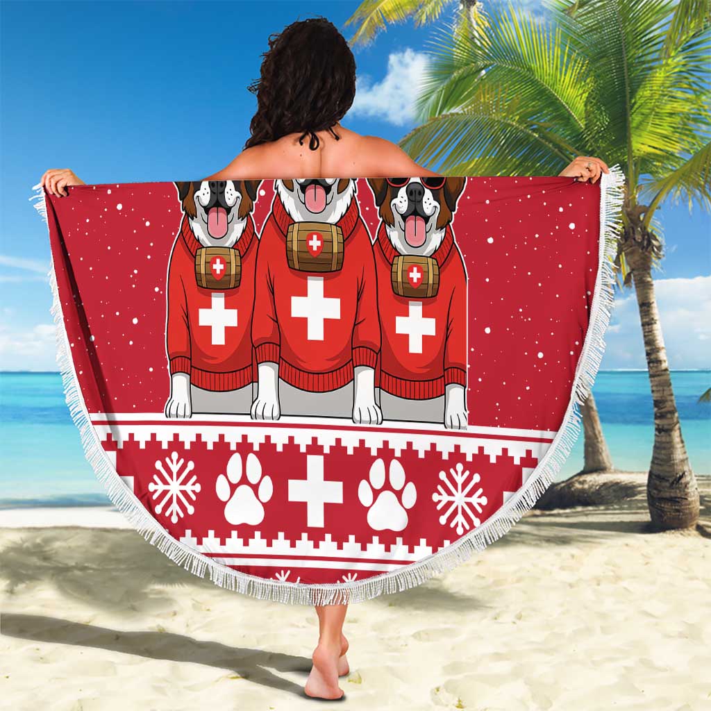 Saint Bernard Dog Switzerland Christmas Beach Blanket - Wonder Print Shop